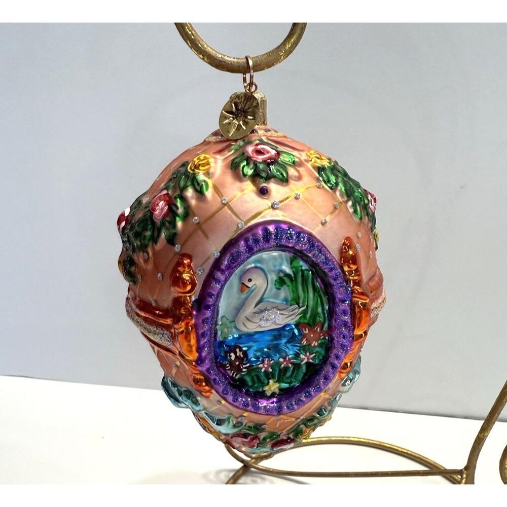 Christopher Radko The Gilded Swan Egg Glass Easter Christmas Ornament Retired